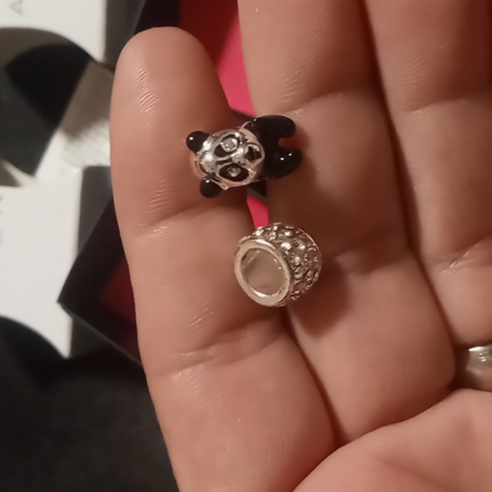 Avon Panda bear charm snake chain bracelet charms new in box .